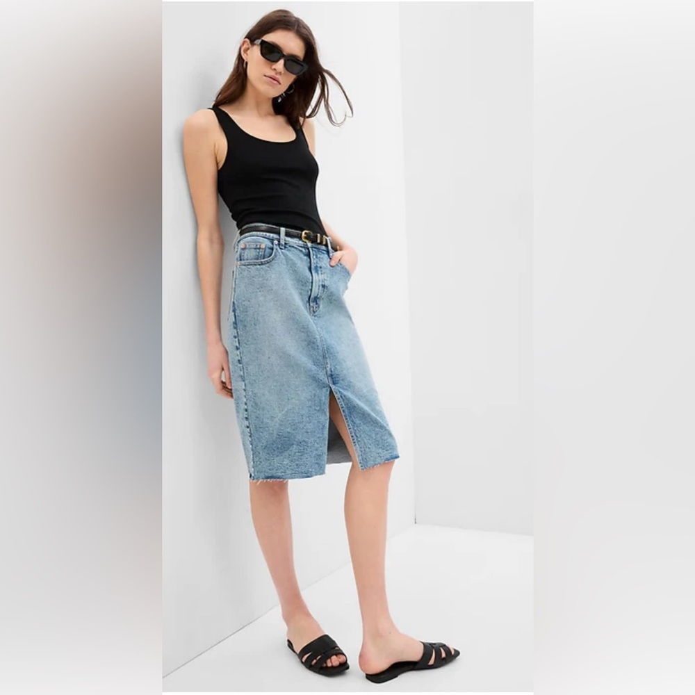GAP High Waist Denim midi skirt